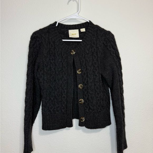 Maeve Sweaters - Maeve Charcoal Cable Knit Cardigan